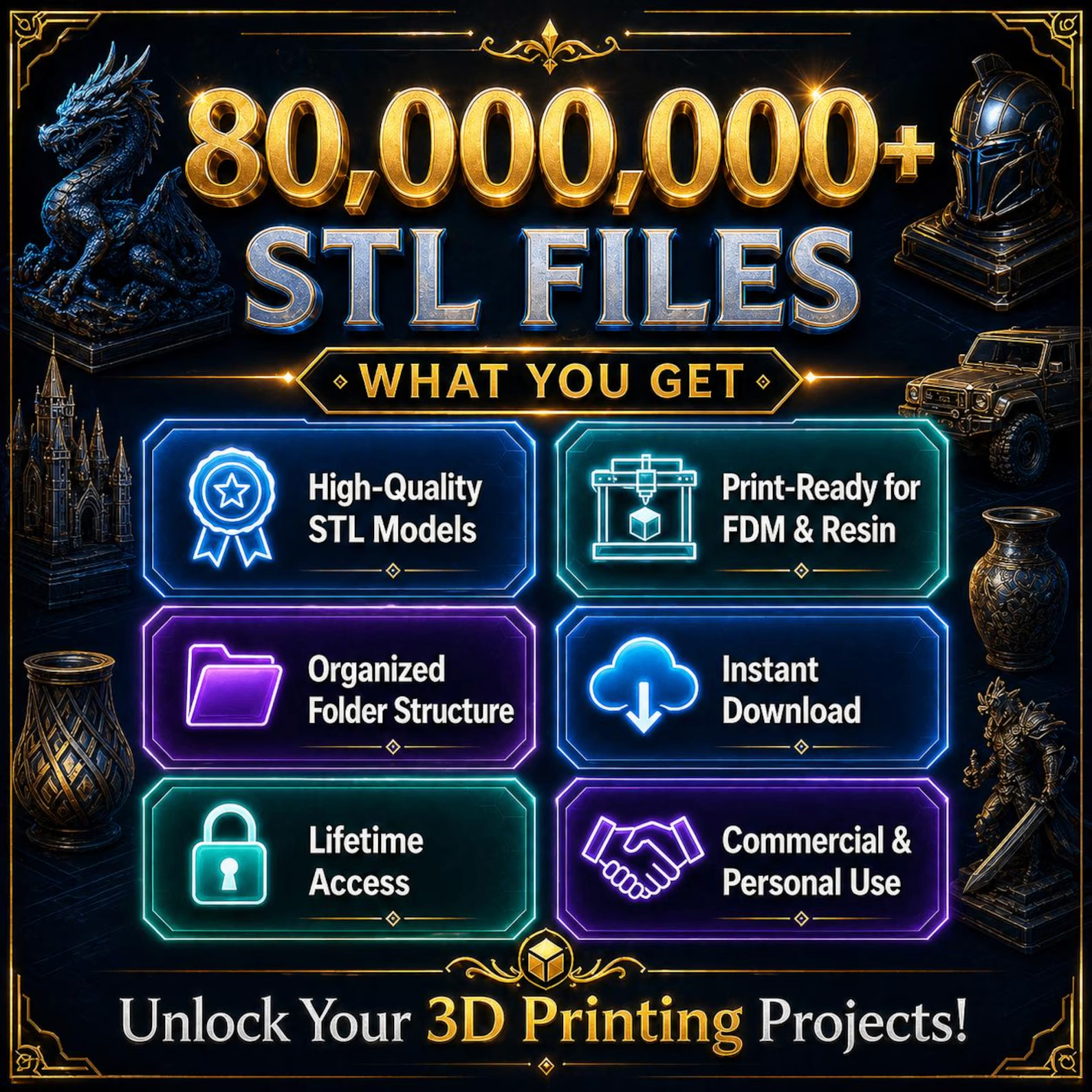 High-quality STL models with print-ready files, organized folders and commercial use